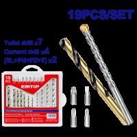 Набор сверл по металлу и бетону с битами 19 предметов EMTOP