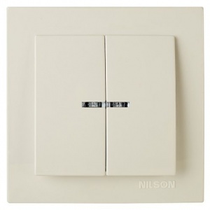 24121004 Nilson Touran выключатель двухклавишный с LED подсветкой кремовый